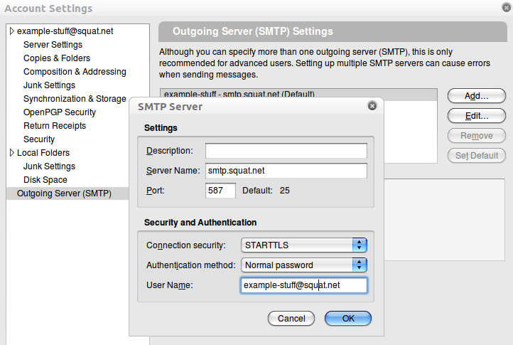 SMTP: email address as login